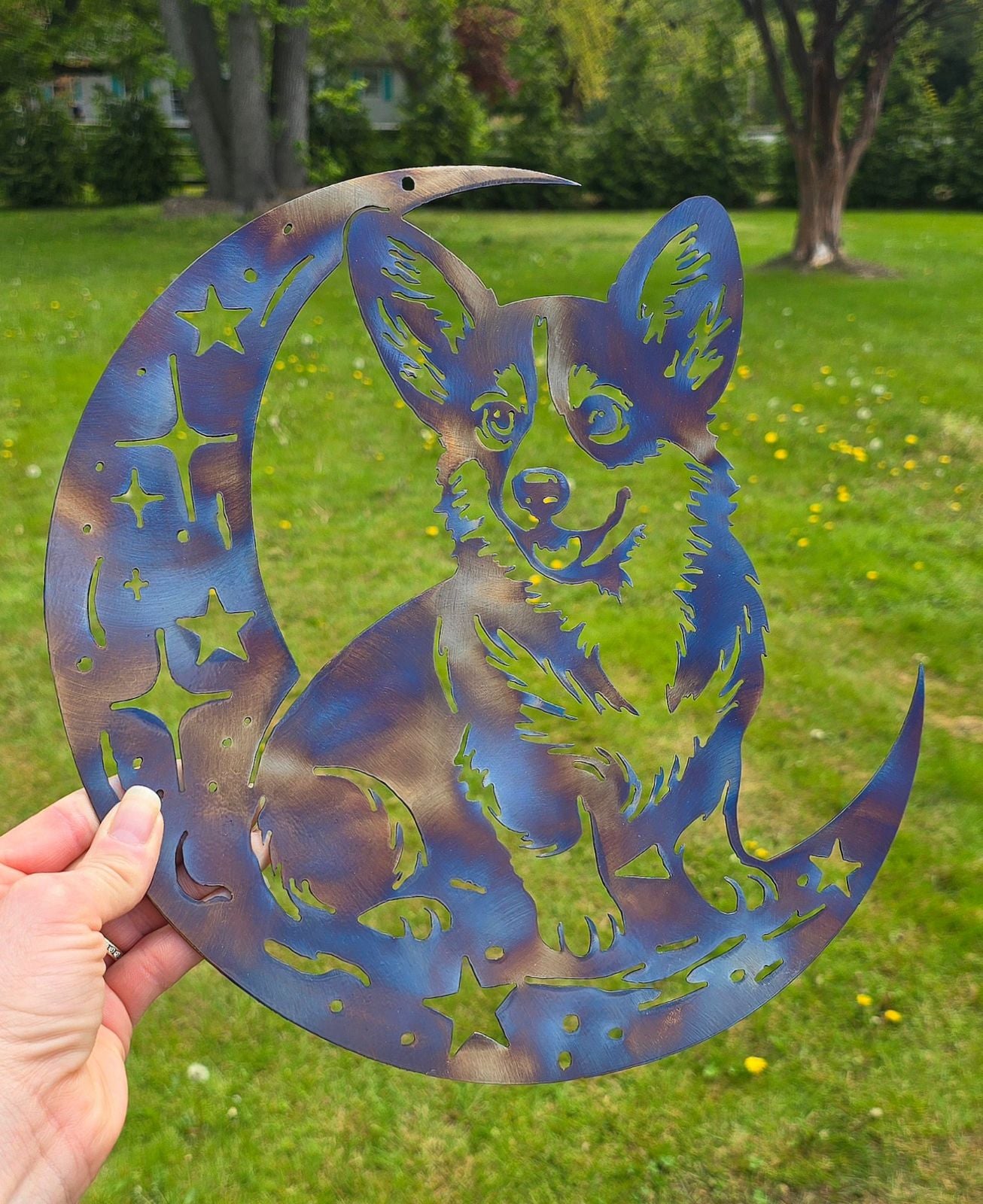 Corgi #4 "On The Moon" Metal Art