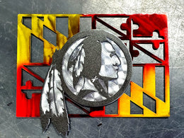 Powder coated sports team metal artwork by Elite Metalworking