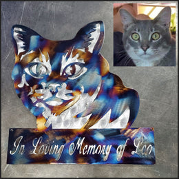 Cat photo and colorful memorial portrait by Elite Metalworking