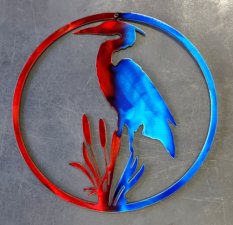 Blue Heron Metal Art-Discounted Item