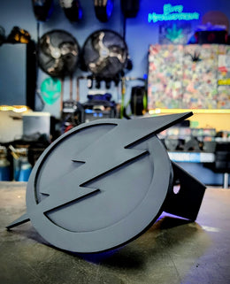 Two-layer sports team metal hitch cover by Elite Metalworking