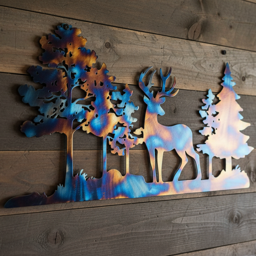 White-Tailed Deer Nature Scene Metal Wall Art