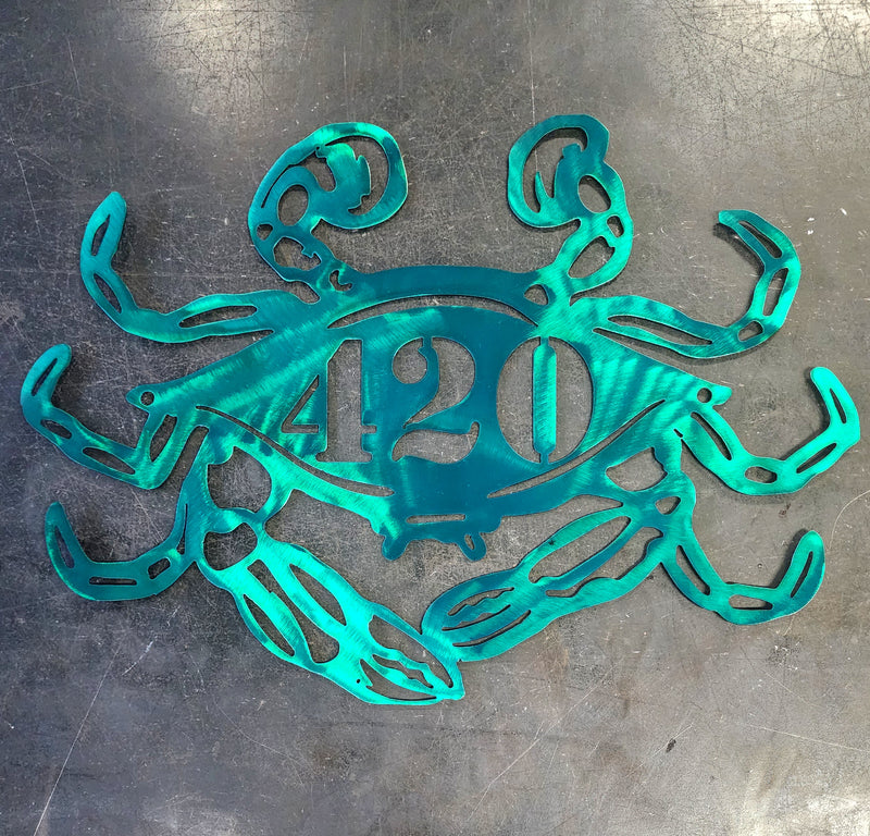 420 Blue Crab Metal Art-Discounted Item