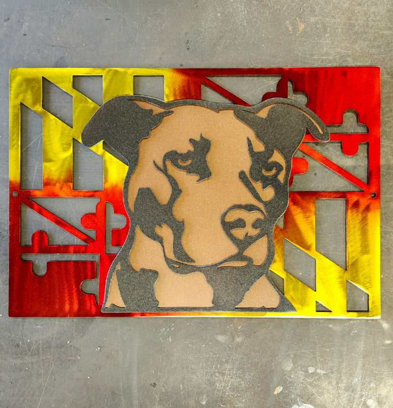 Pitbull Maryland Flag Metal Art