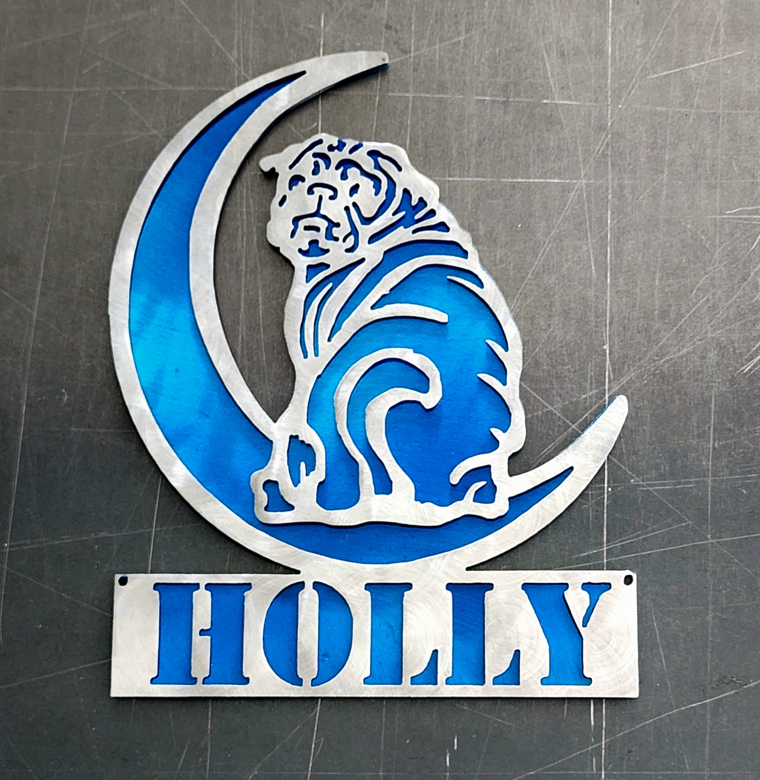 Pug "On The Moon" Metal Art