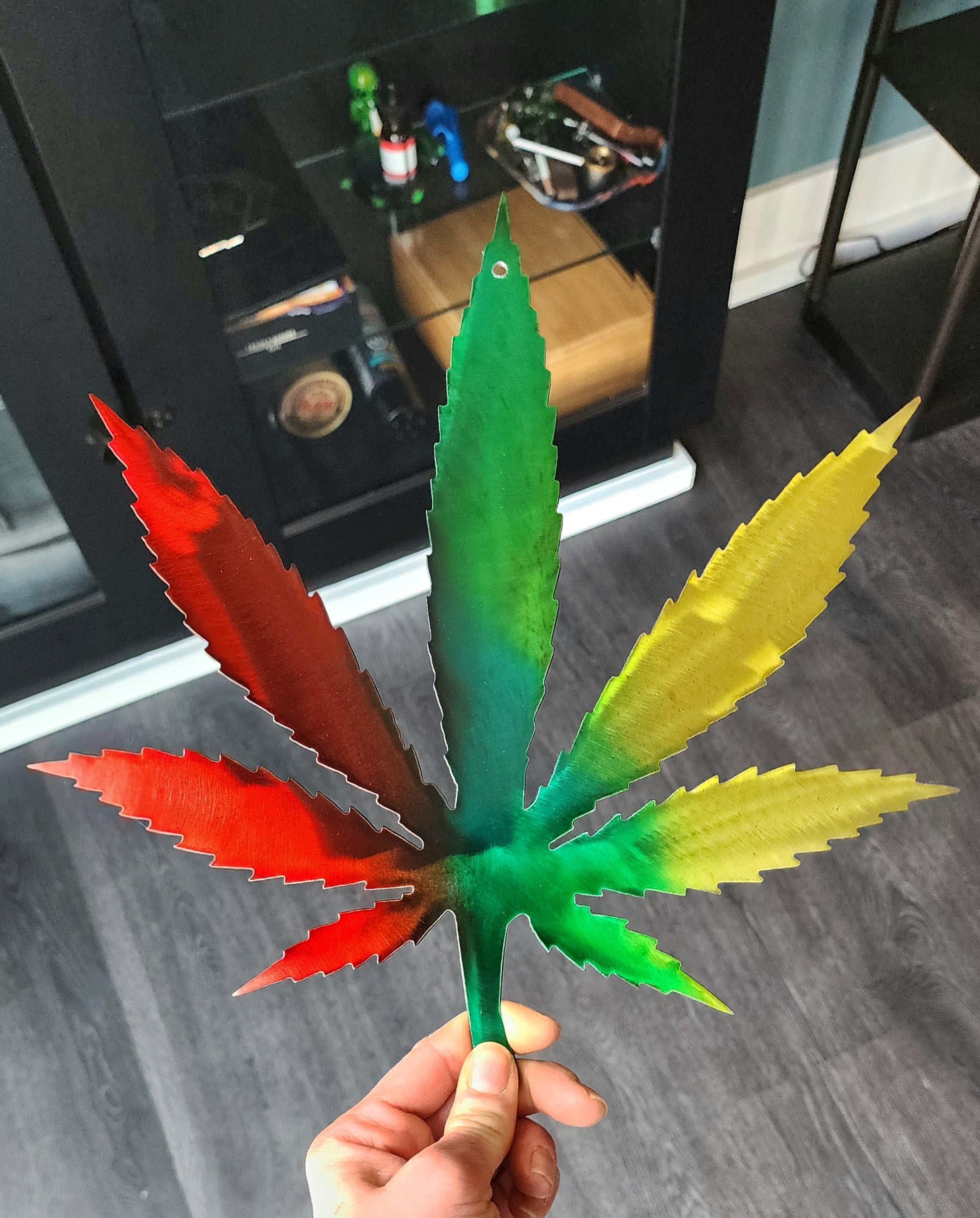 Cannabis Leaf Metal Art