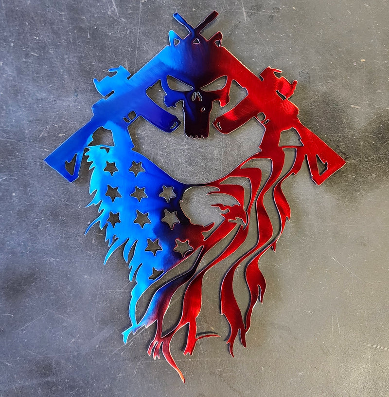 American Flag Punisher Skull Metal Art