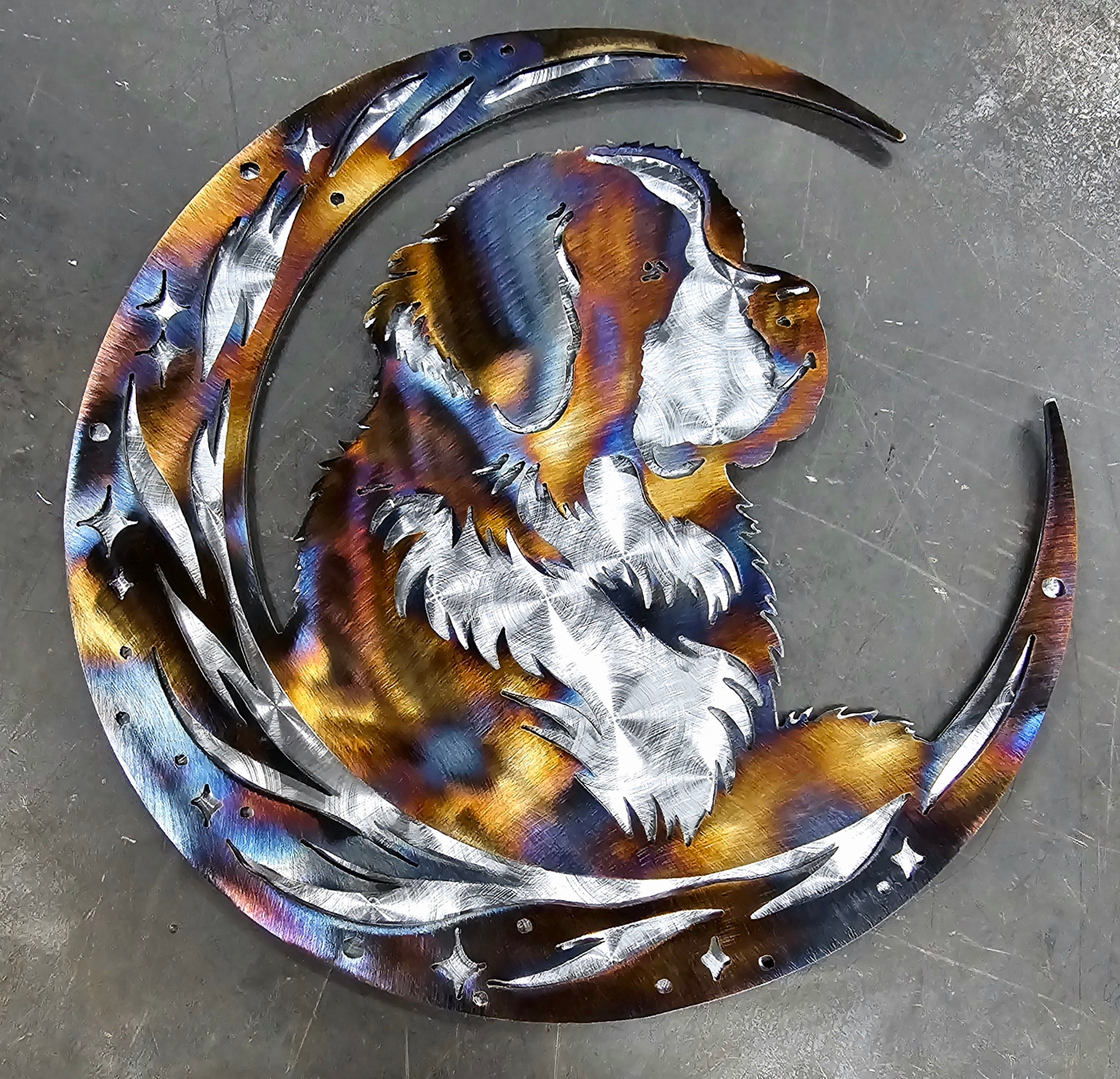 St. Bernard "On The Moon" Metal Art