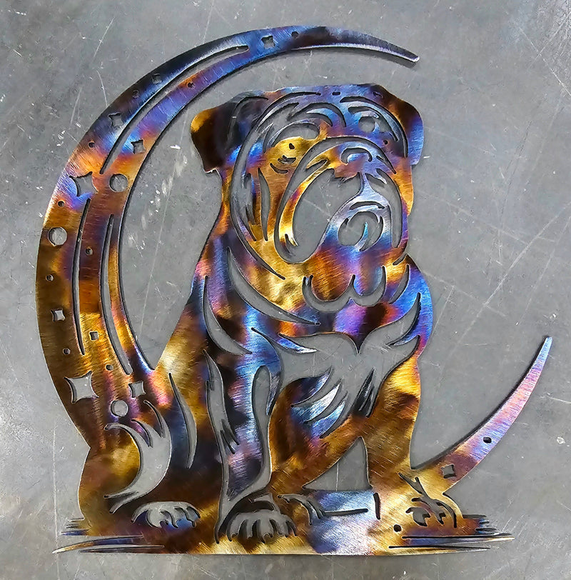 Bulldog "On The Moon" Metal Art