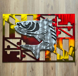 Striped Bass (Rockfish) Maryland Flag Metal Wall Art