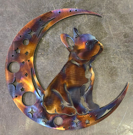 French Bulldog Moon Metal Wall Art