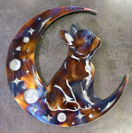 French Bulldog Moon Metal Wall Art