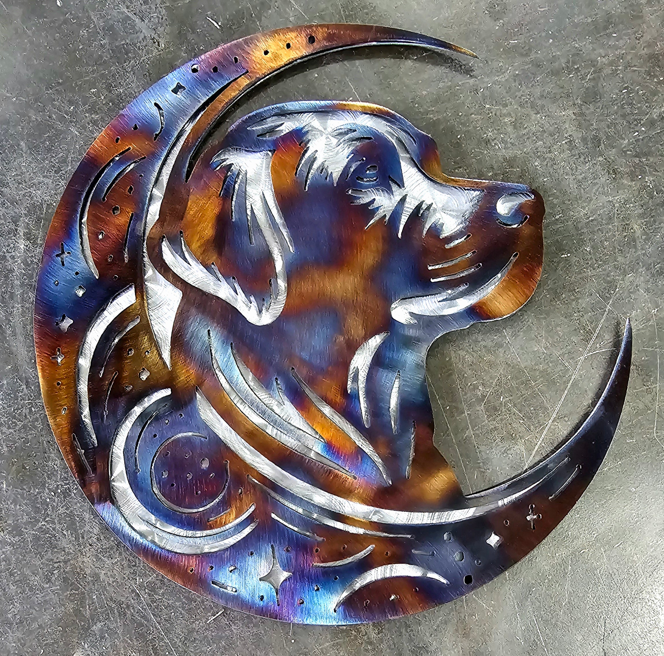 Labrador Retriever "On The Moon" Metal Art