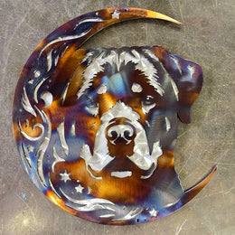 Rottweiler Moon Metal Wall Art