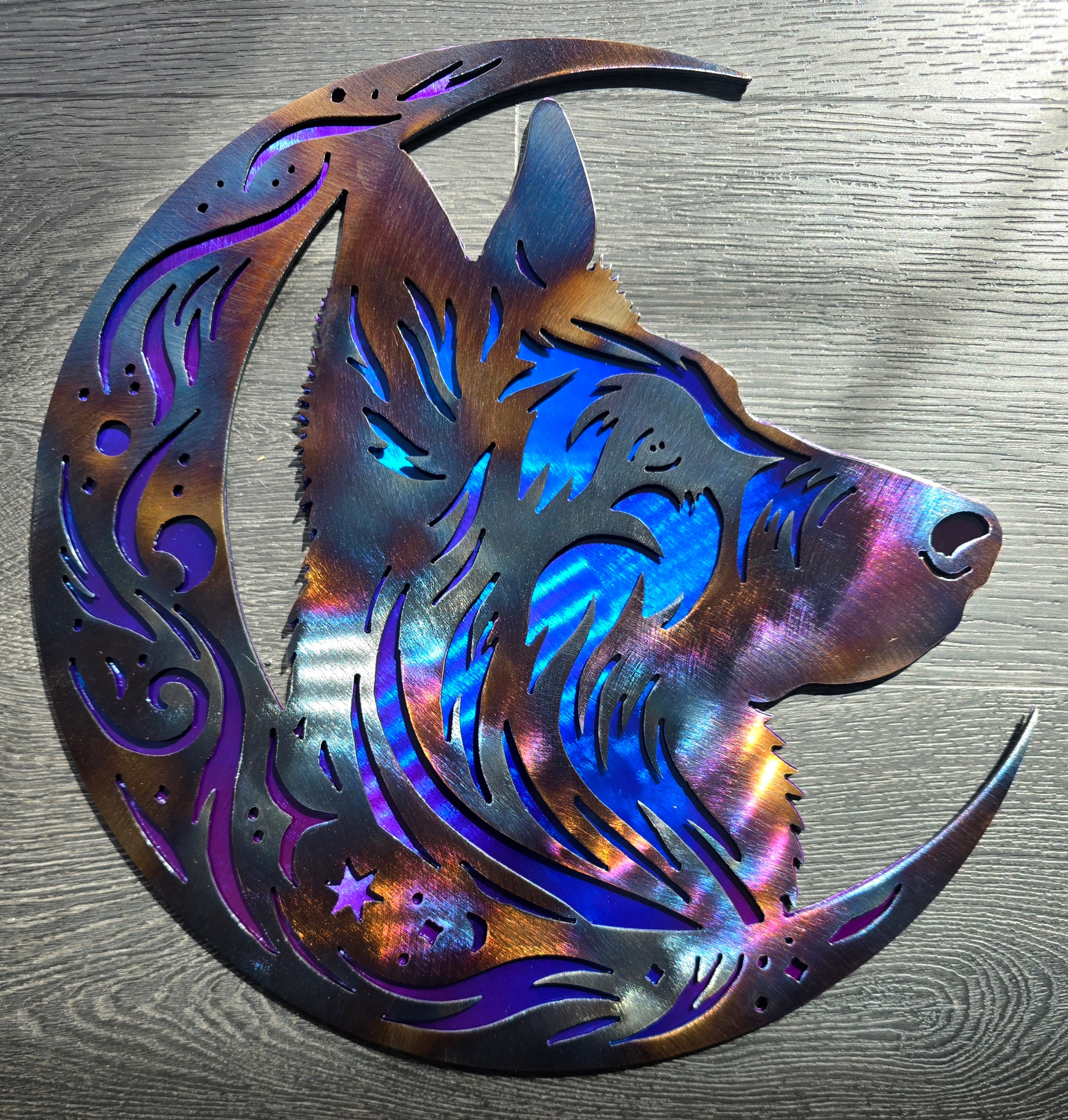 Belgian Malinois "On The Moon" Metal Art