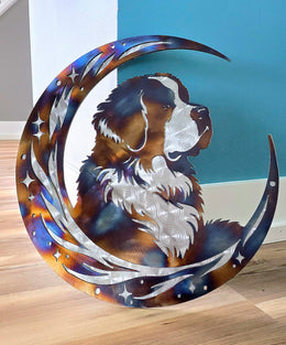 St. Bernard Moon Metal Wall Art