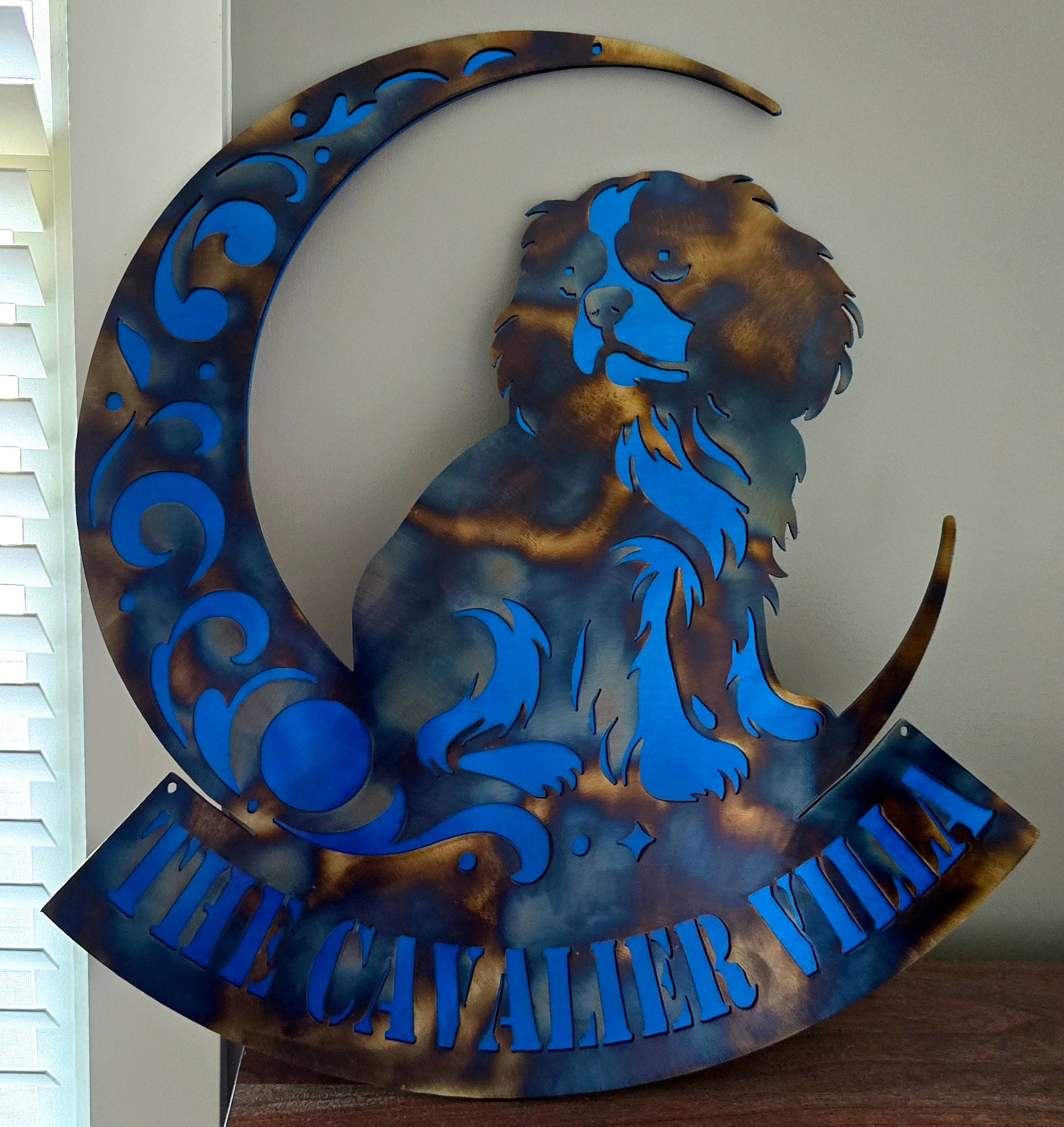 Cavalier King Charles "On The Moon" Metal Art