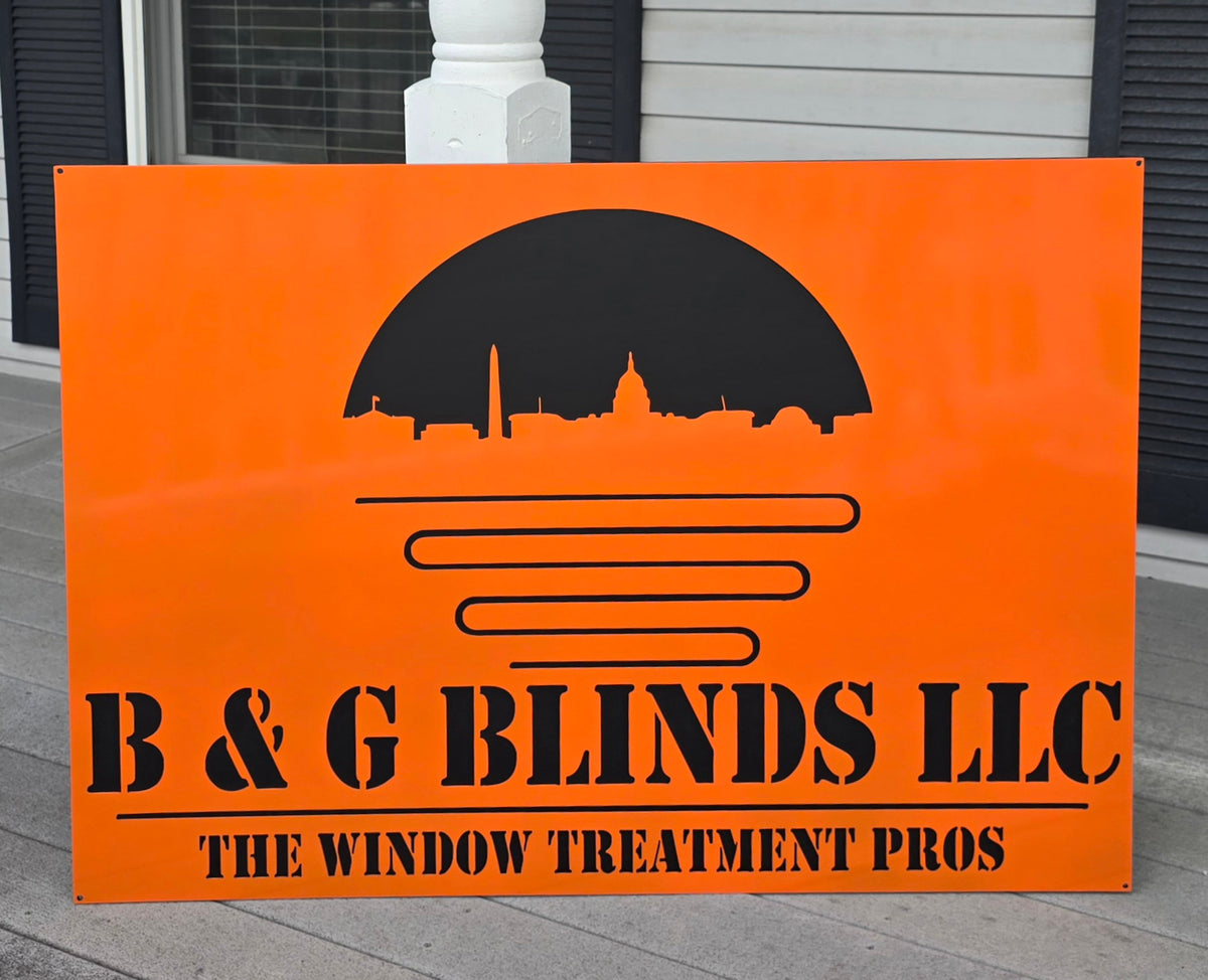 B and G Blinds logo sign by Elite Metalworking