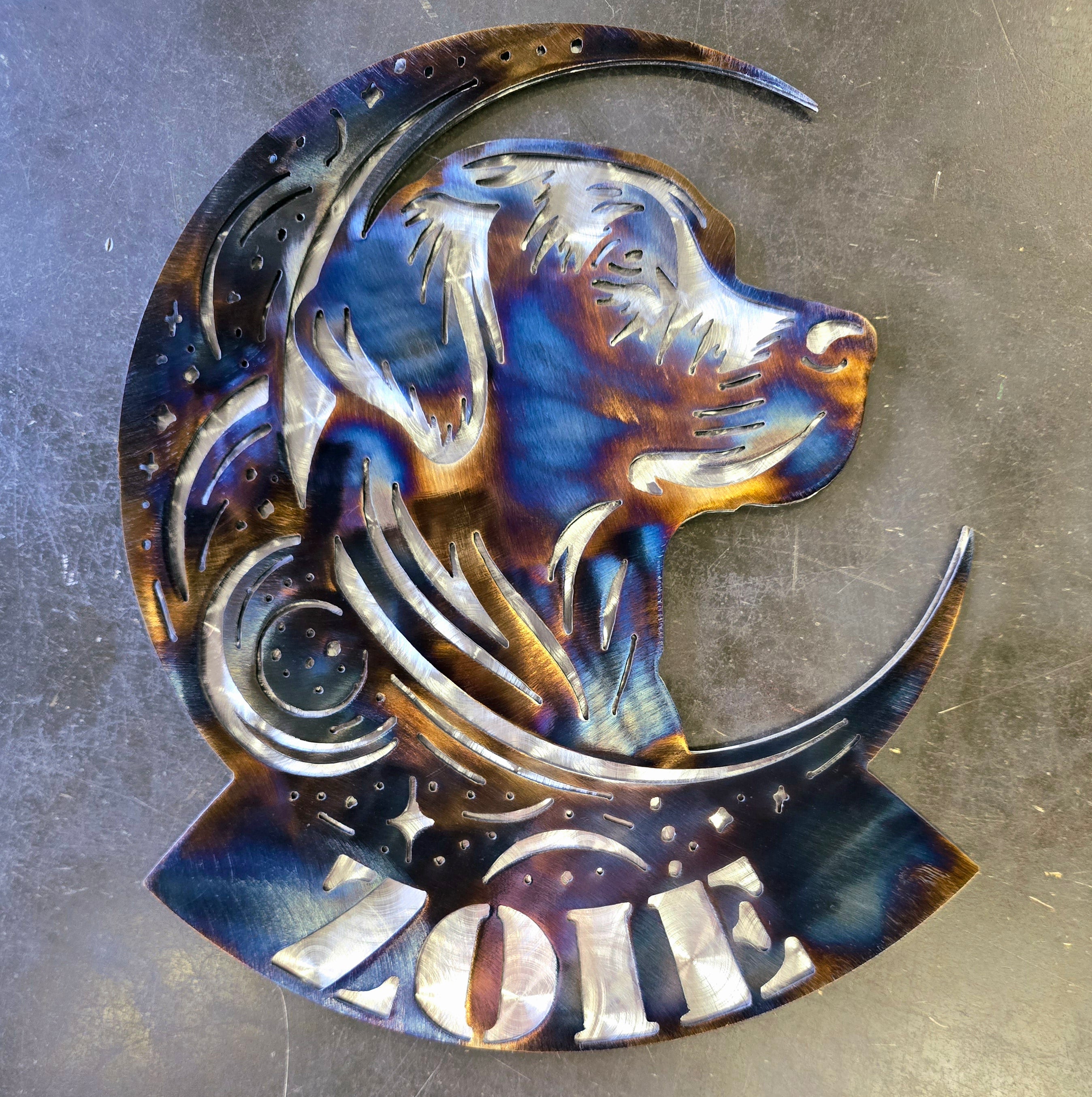 Labrador Retriever "On The Moon" Metal Art