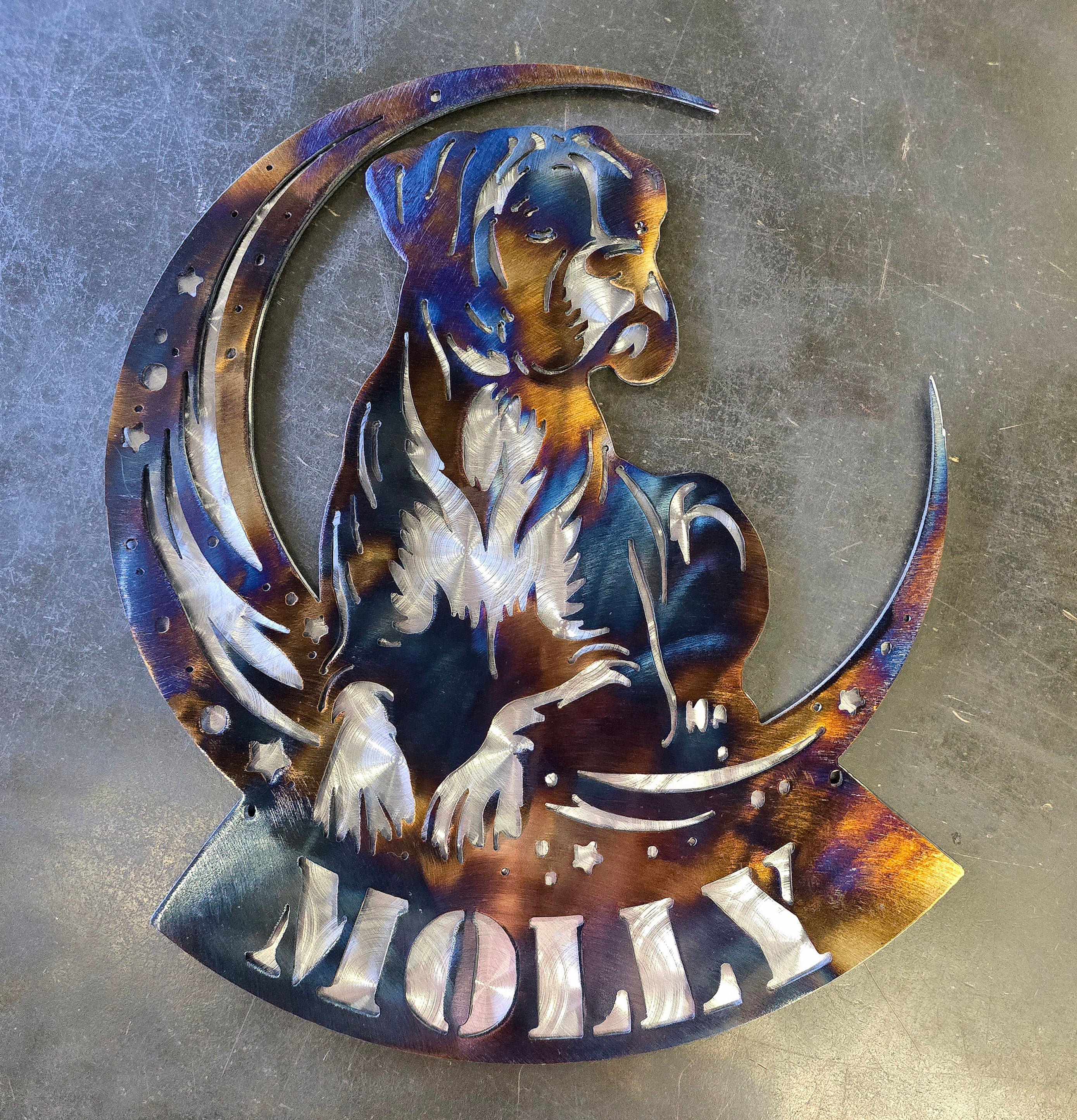 Boxer "On The Moon" Metal Art