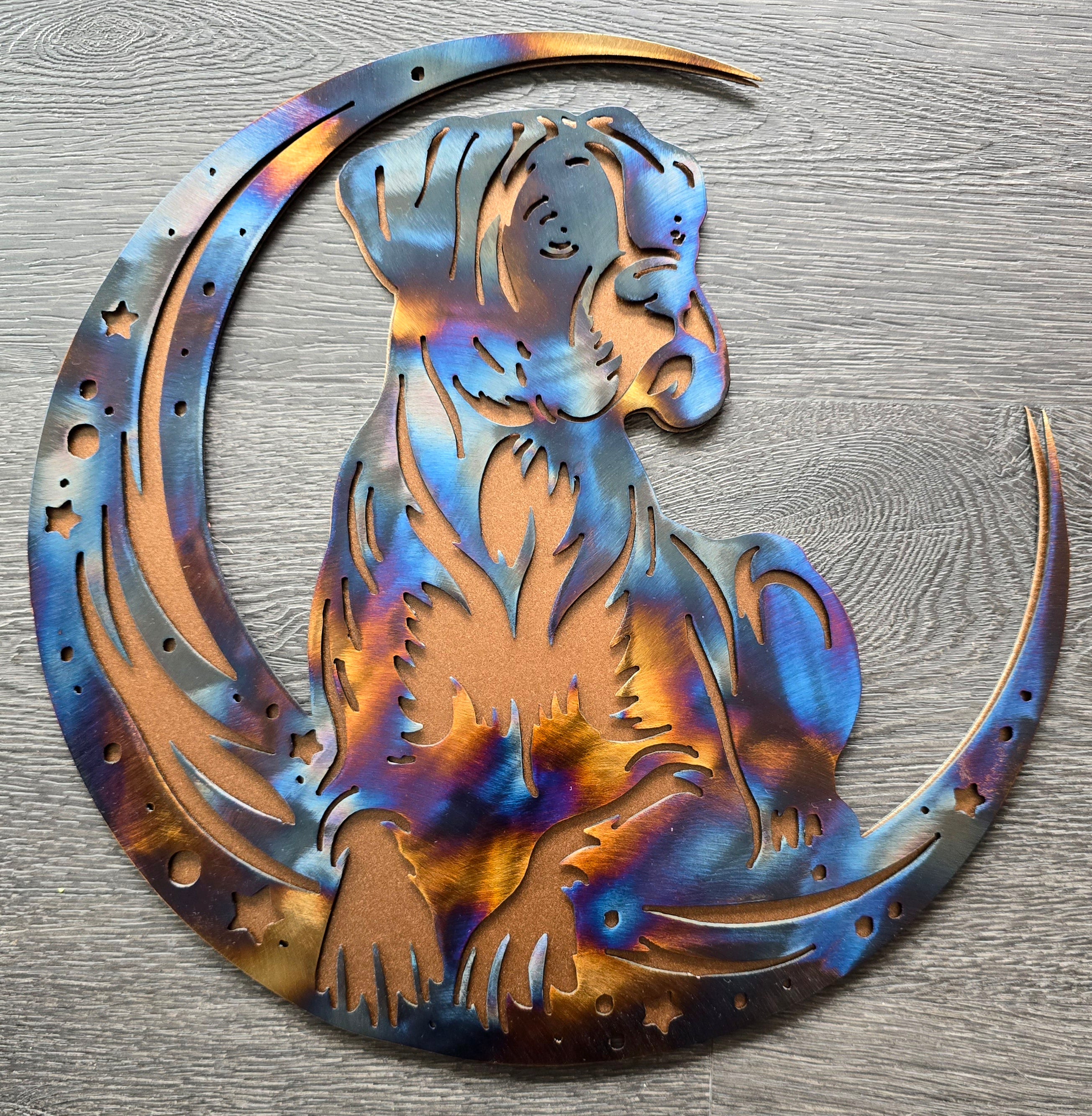 Boxer "On The Moon" Metal Art