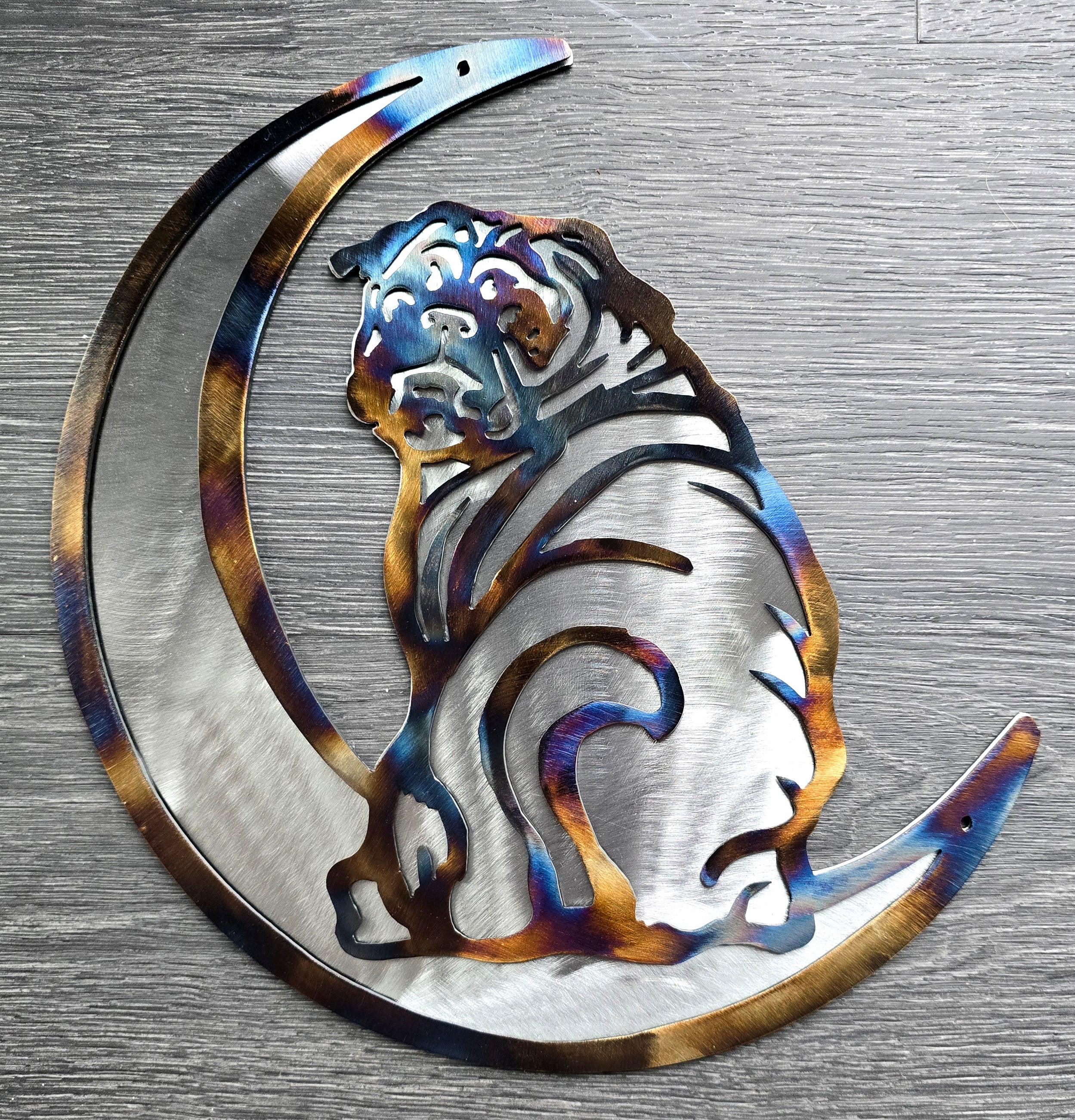 Pug "On The Moon" Metal Art