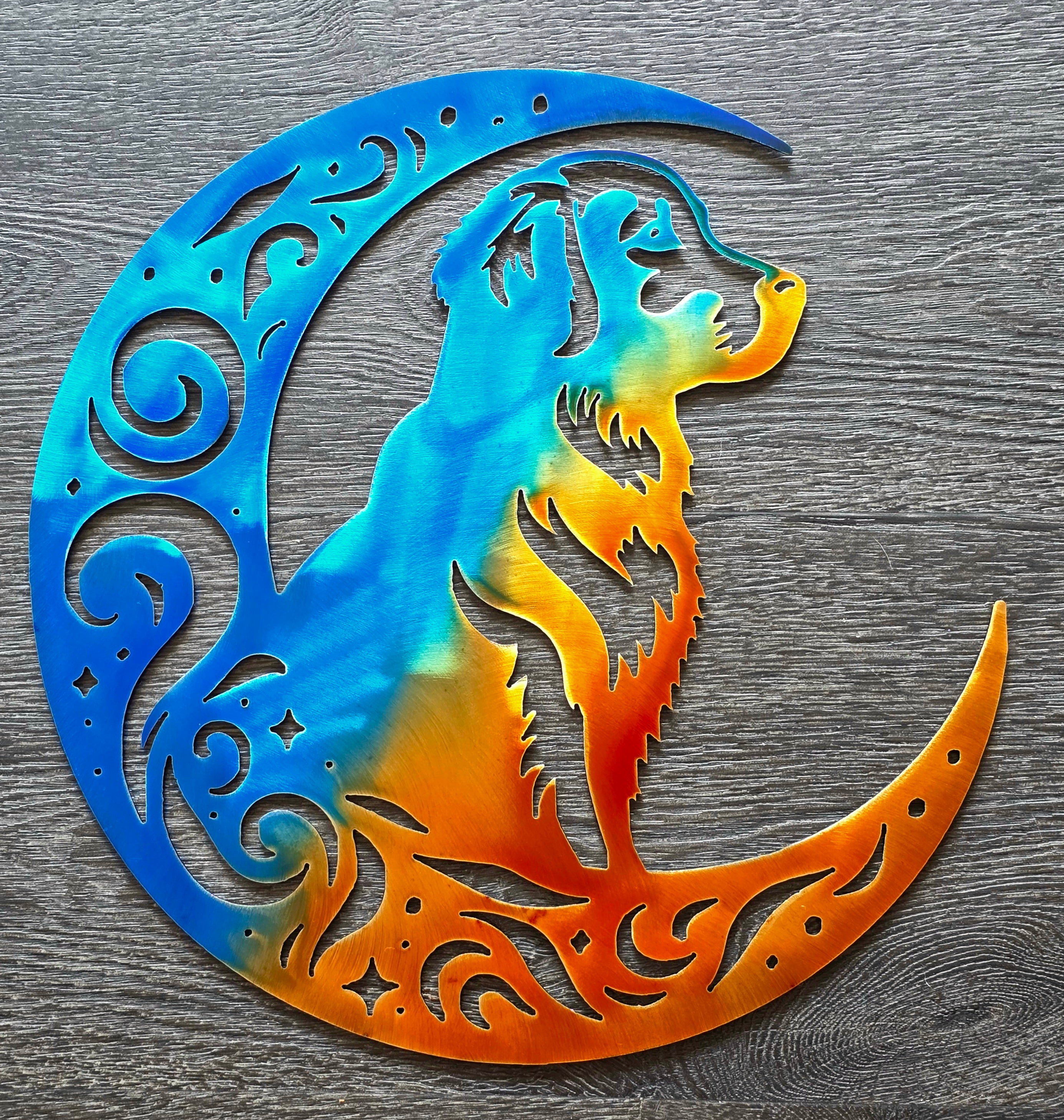 Golden Retriever "On The Moon" Metal Art