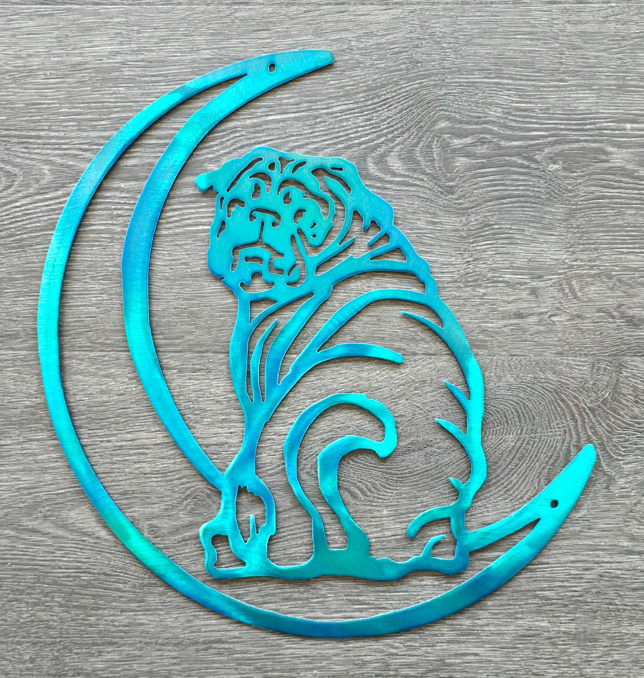 Pug "On The Moon" Metal Art