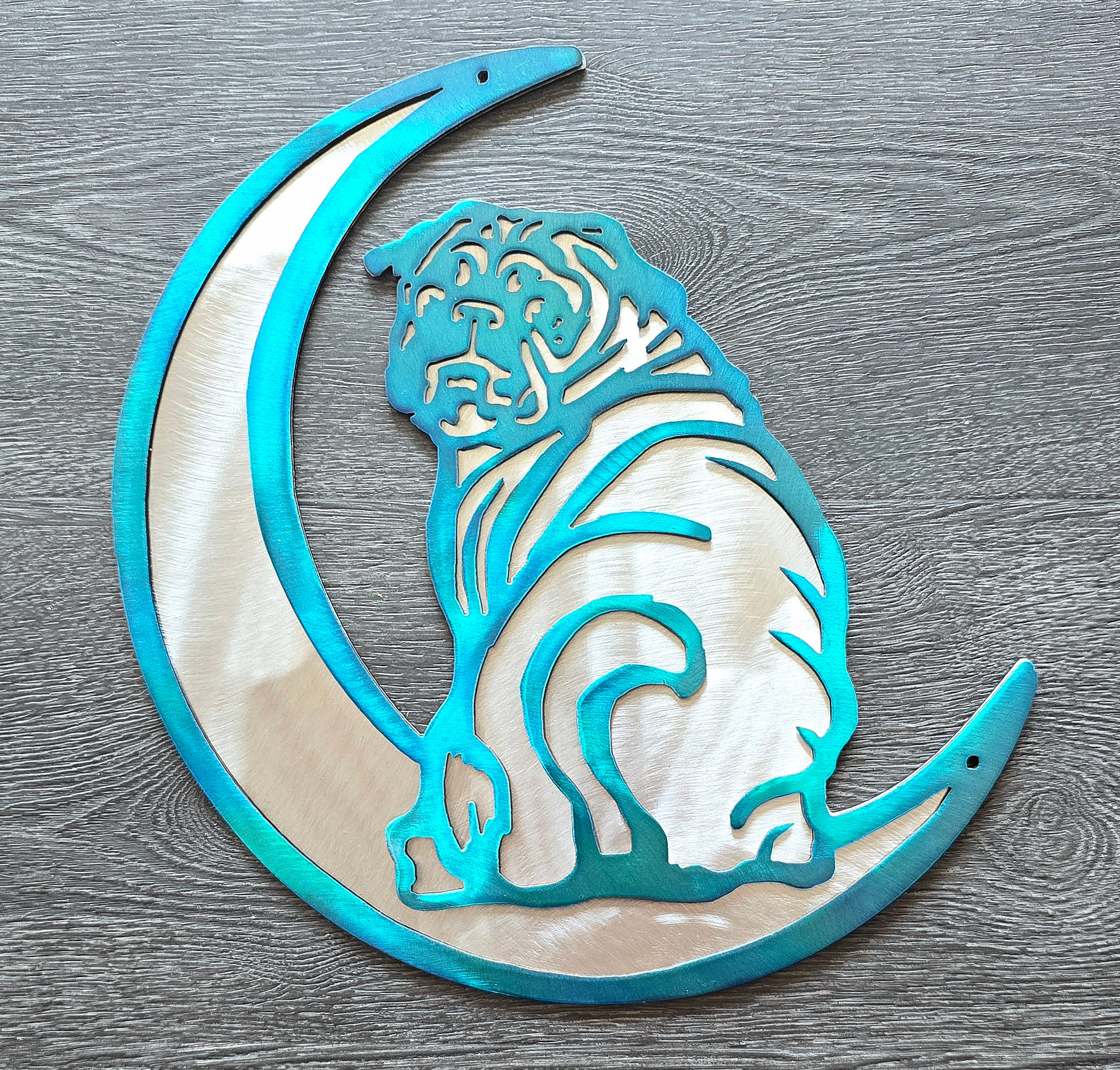 Pug "On The Moon" Metal Art