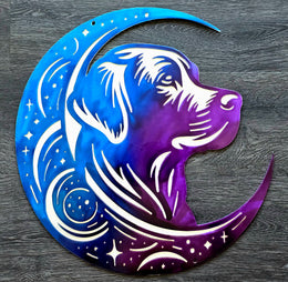 Labrador Retriever Moon Metal Wall Art