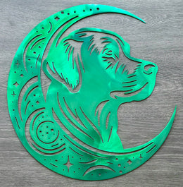 Labrador Retriever Moon Metal Wall Art