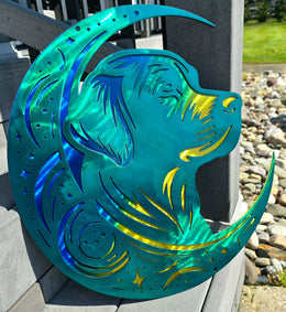 Labrador Retriever Moon Metal Wall Art