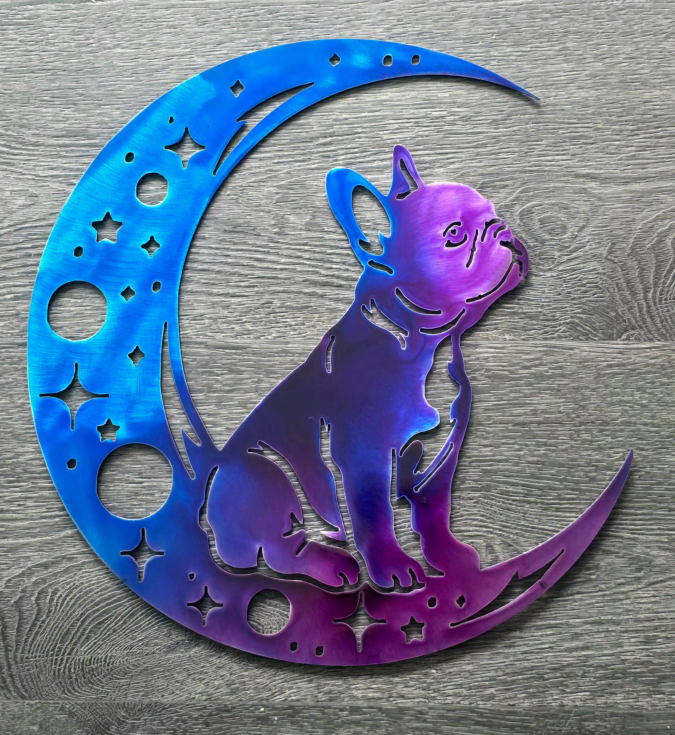Frenchie "On The Moon" Metal Art