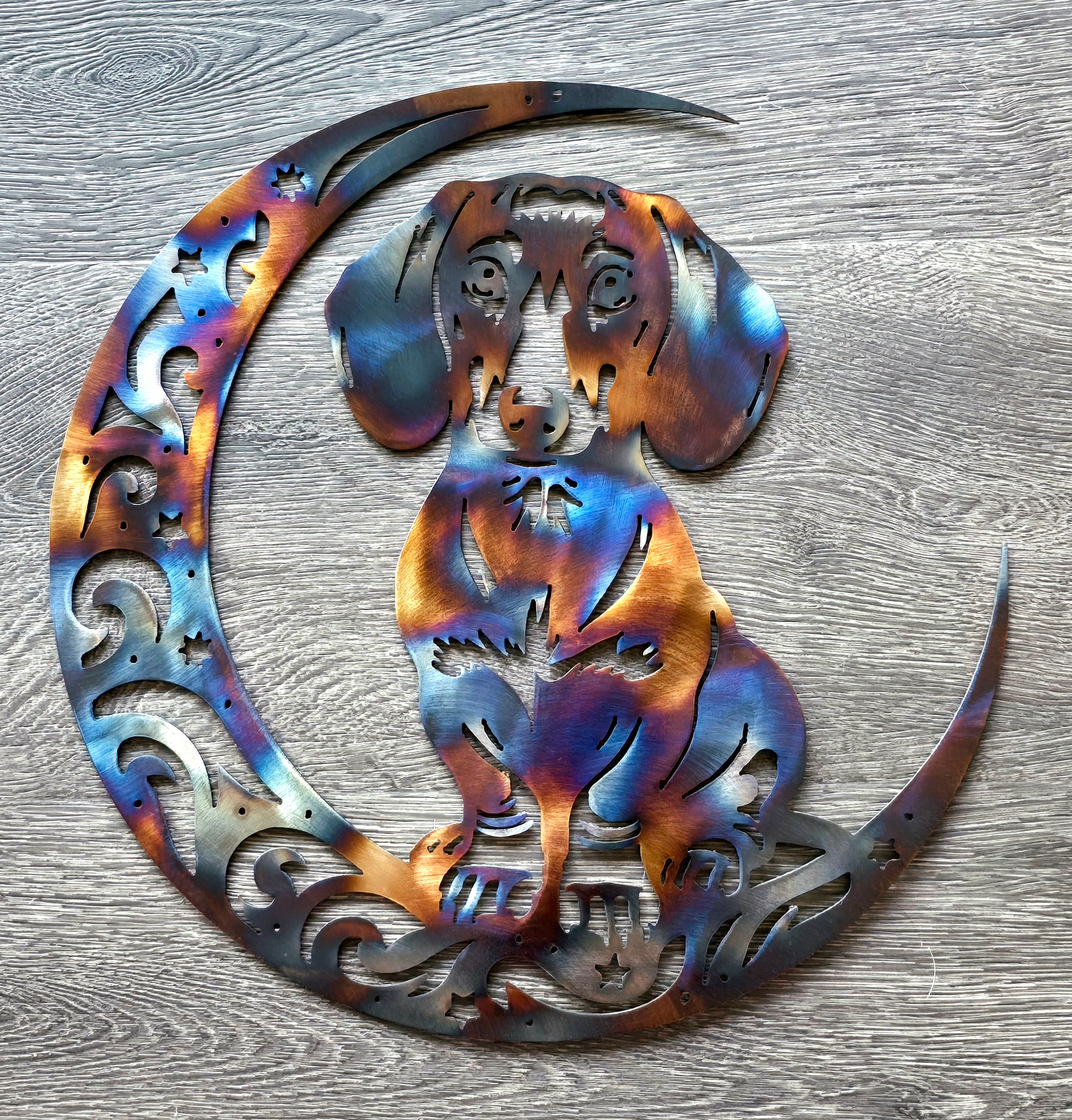 Dachshund "On The Moon" Metal Art