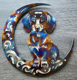 Dachshund Moon Metal Wall Art