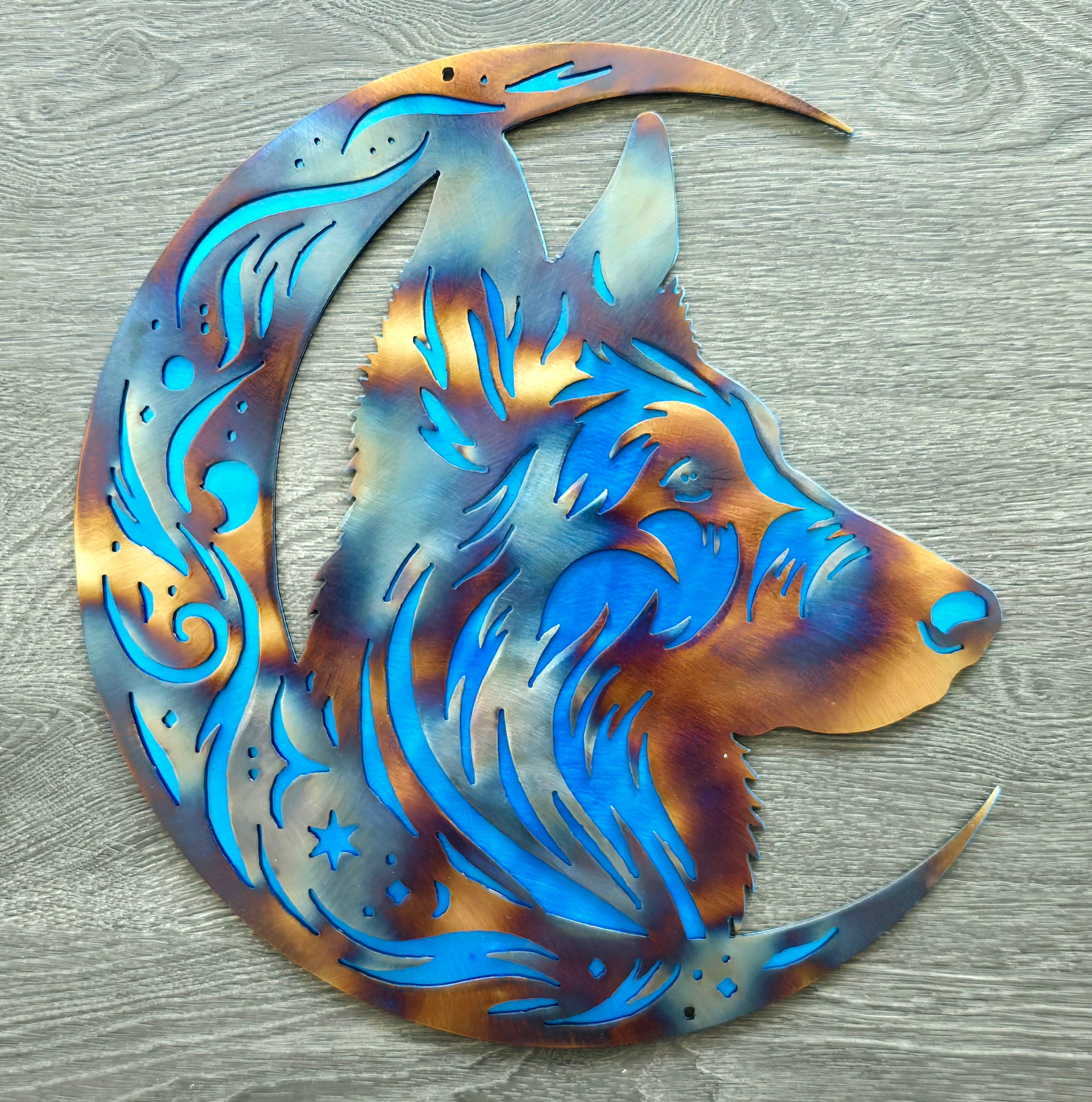 Belgian Malinois "On The Moon" Metal Art