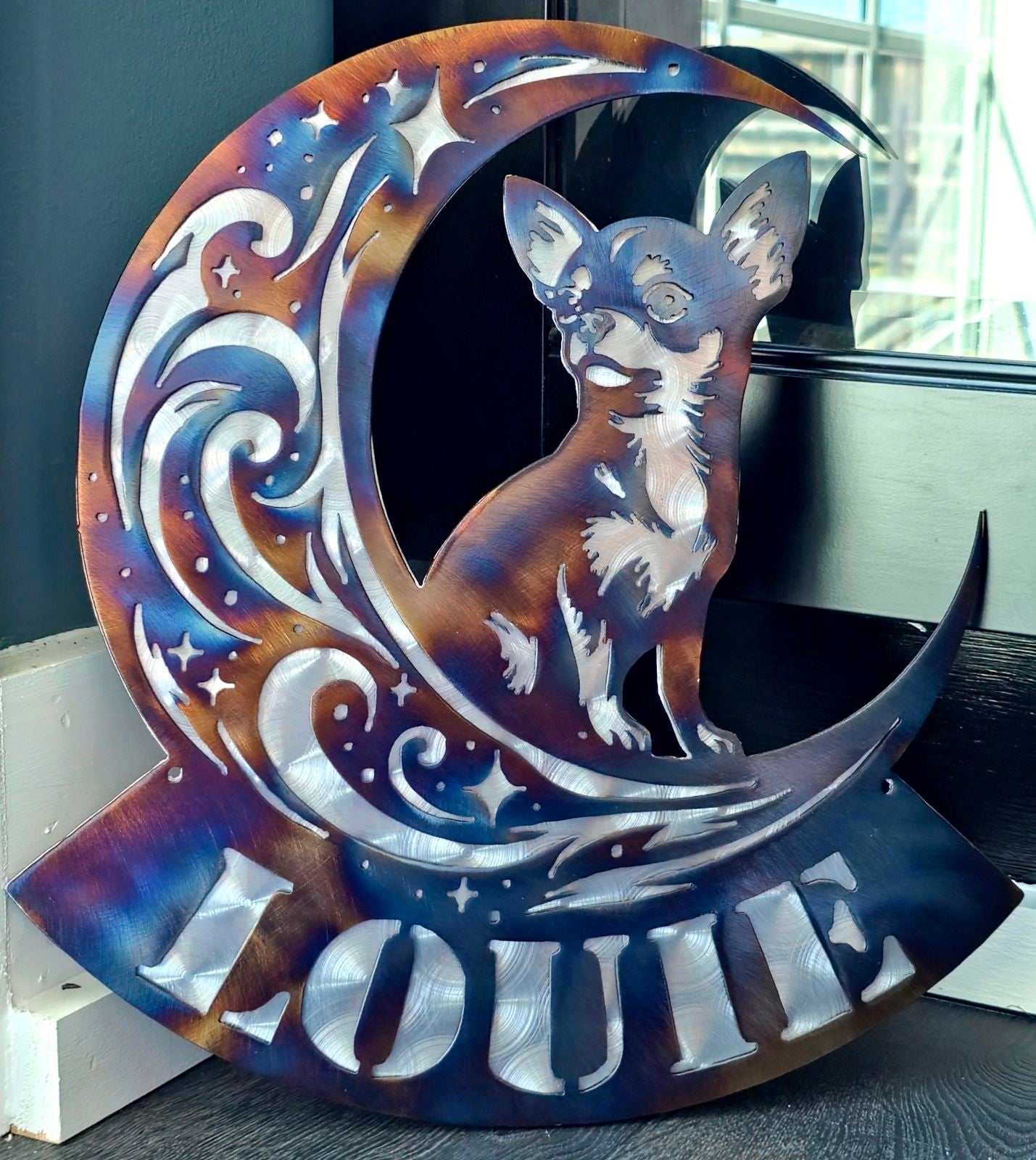Chihuahua "On The Moon" Metal Art