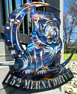 Bulldog Moon Metal Wall Art