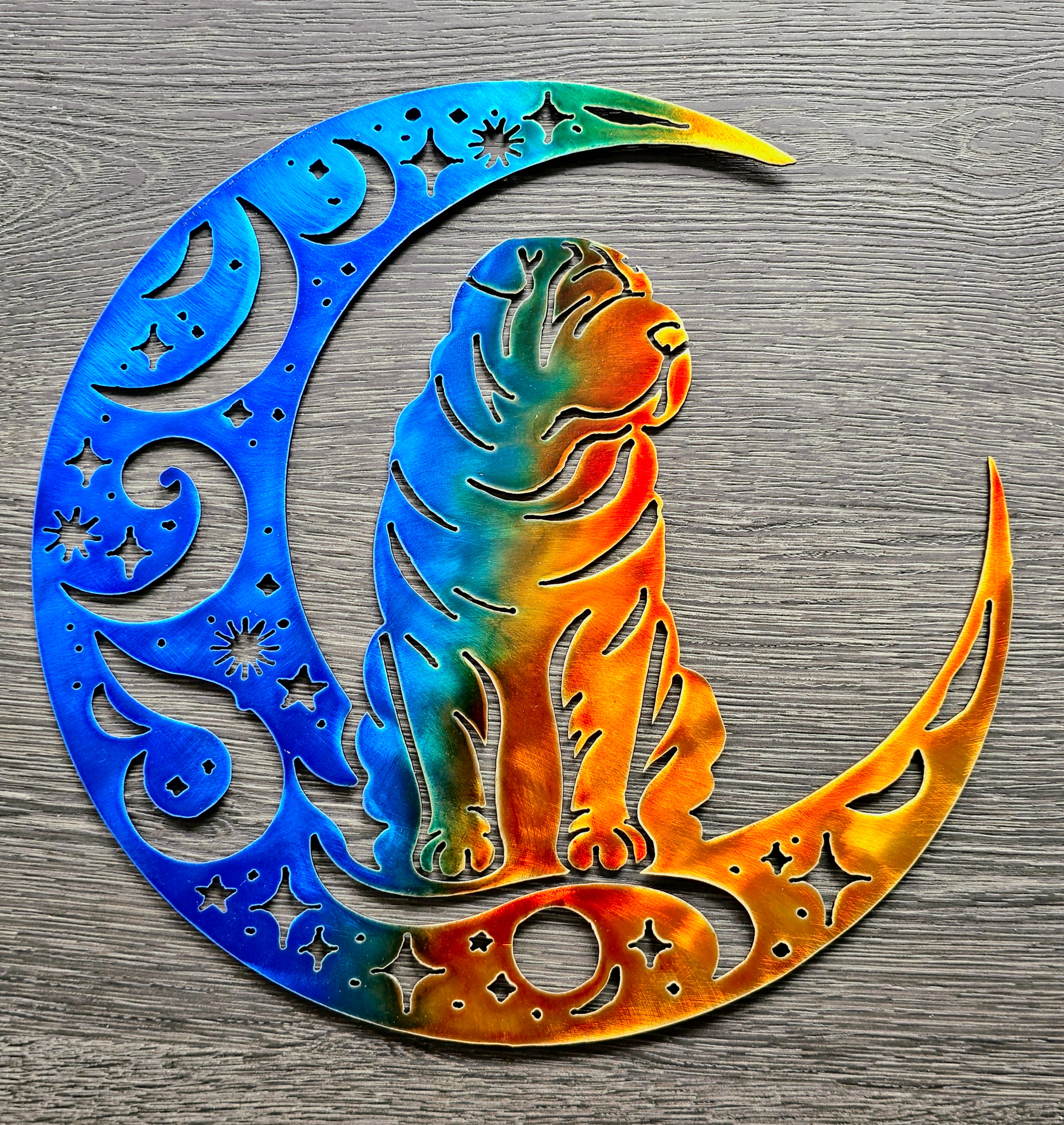 Shar Pei "On The Moon" Metal Art