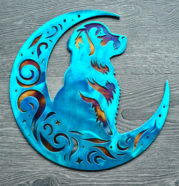 Golden Retriever Moon Metal Wall Art