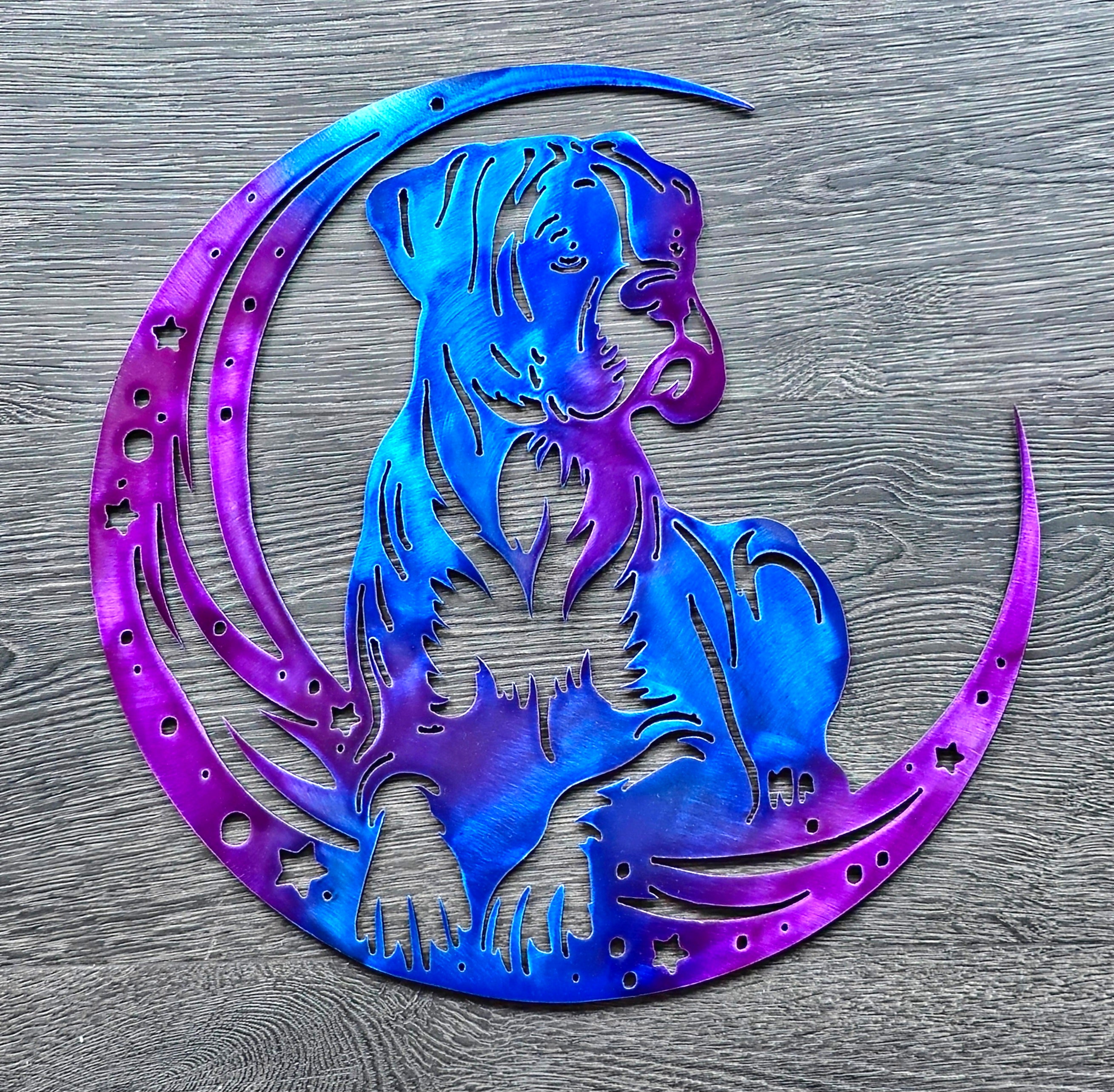 Boxer "On The Moon" Metal Art