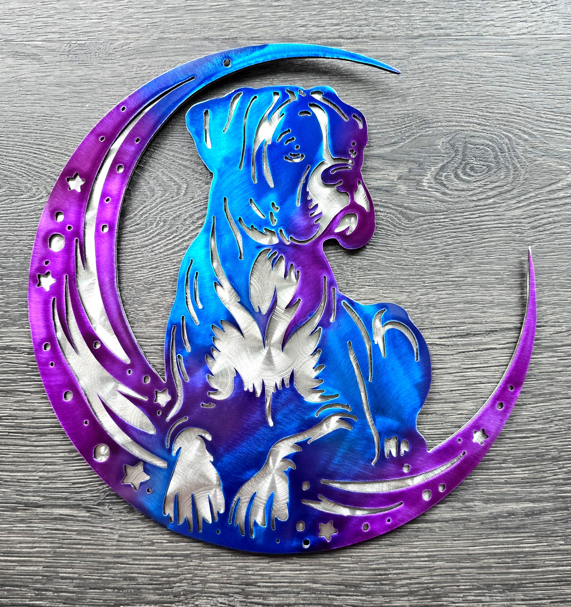Boxer "On The Moon" Metal Art