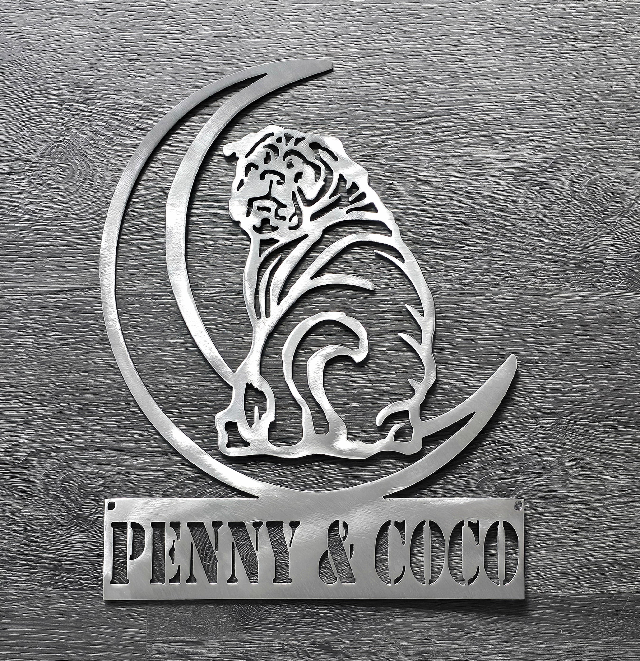 Pug "On The Moon" Metal Art