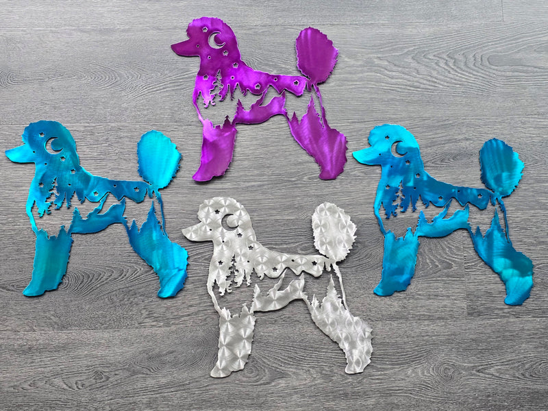 Poodle Night Scene Metal Art