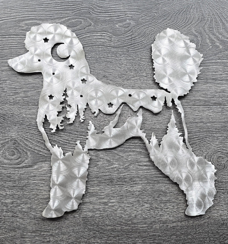 Poodle Night Scene Metal Art