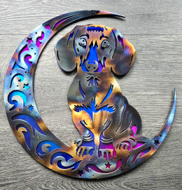 Dachshund Moon Metal Wall Art