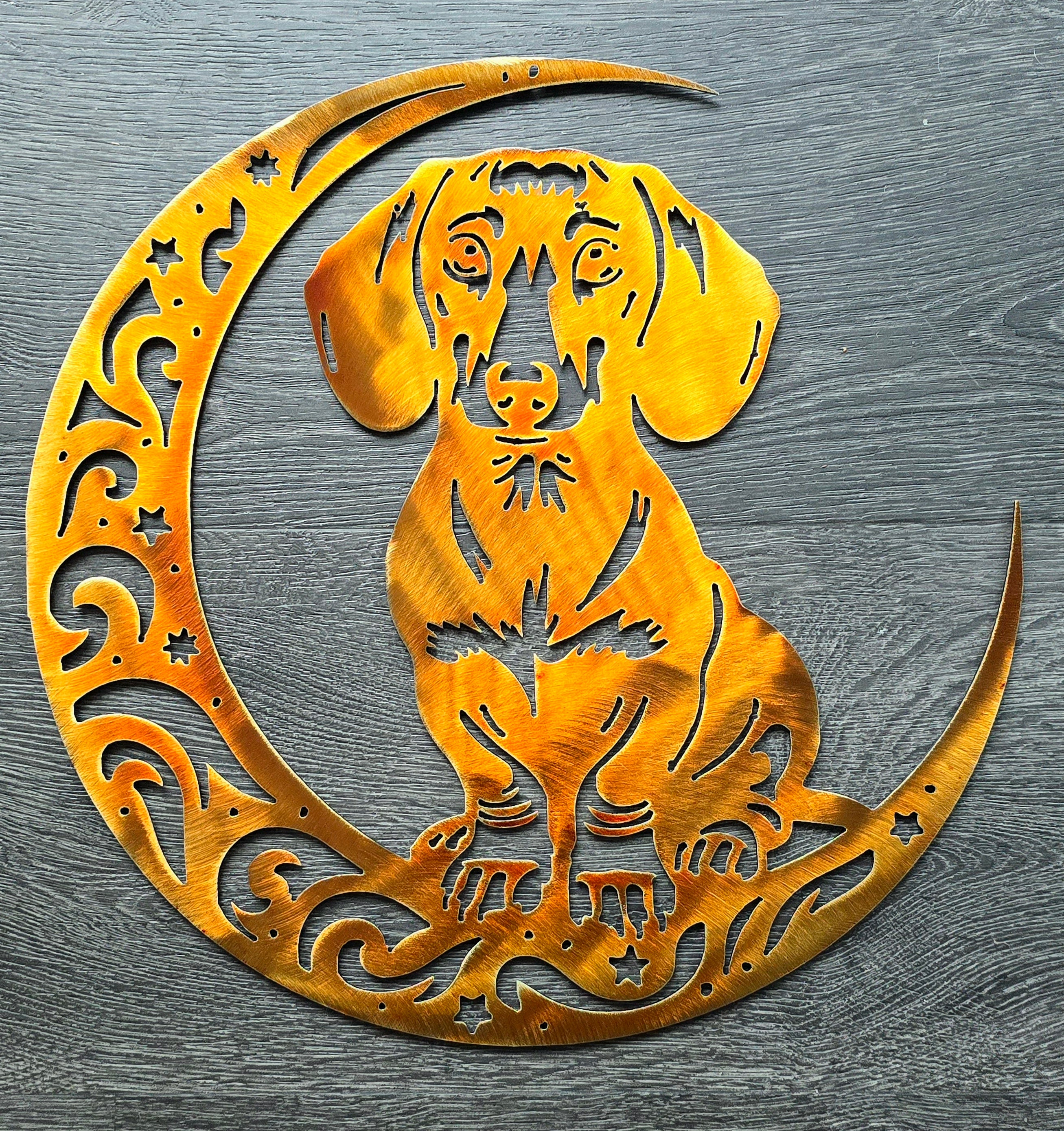 Dachshund "On The Moon" Metal Art
