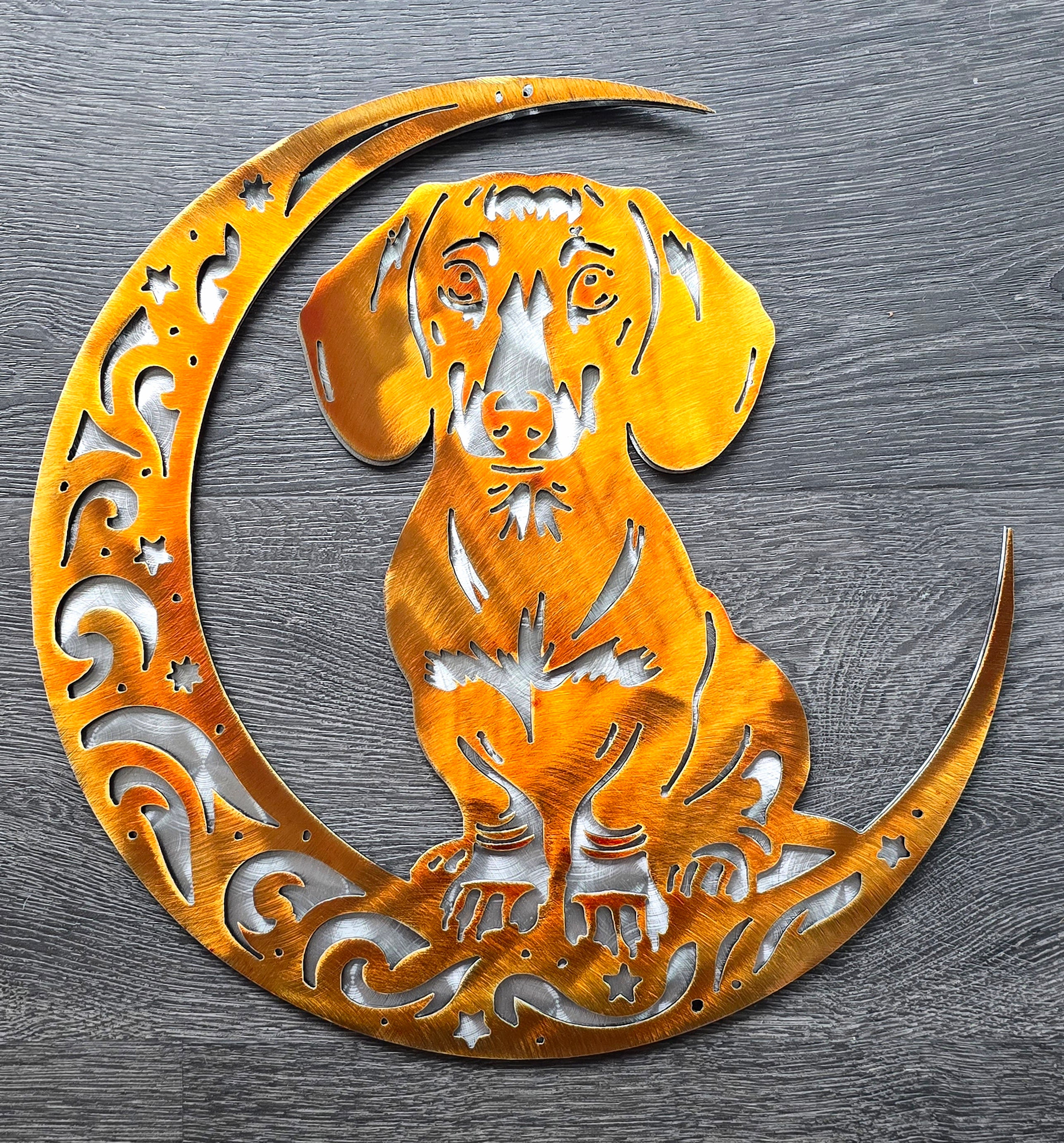 Dachshund "On The Moon" Metal Art