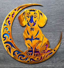 Dachshund Moon Metal Wall Art