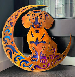 Dachshund Moon Metal Wall Art